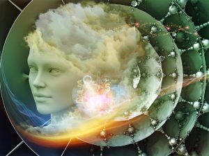 An image of a woman's head with a cloud in the background, highlighting archetypes in midlife.